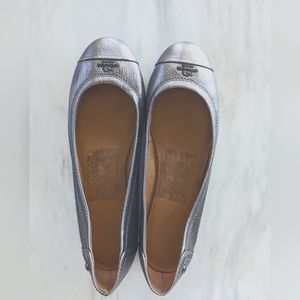 Silver Matte Coach Leather Flats size 7.5 US 37.5 EUR